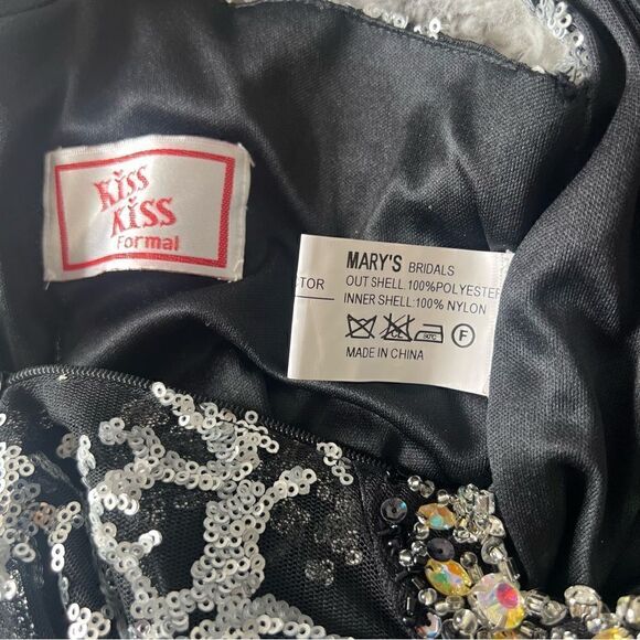 KISS KISS Formal Mary’s Bridal Mermaid Silver Crystal Maxi Dress Size 8. - Picture 9 of 10